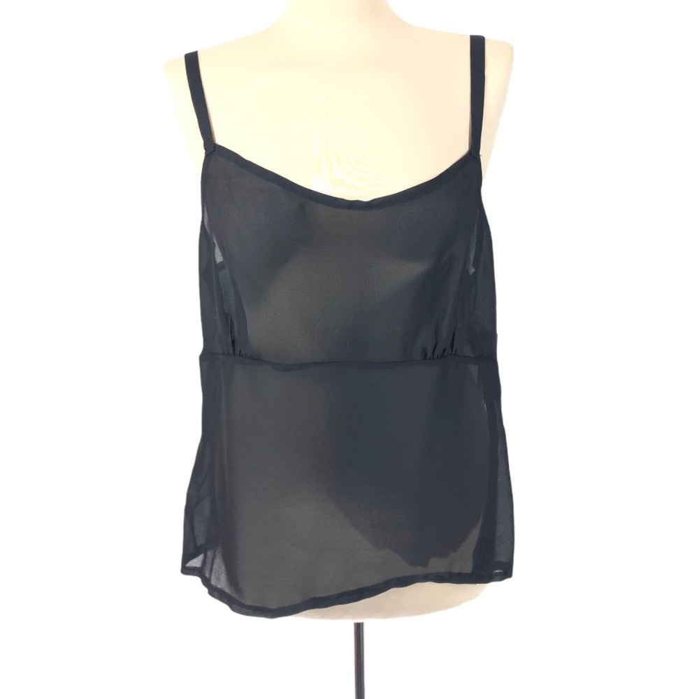Camisole Size zipper easy on off adjustable strap Empire waist sheer Black M